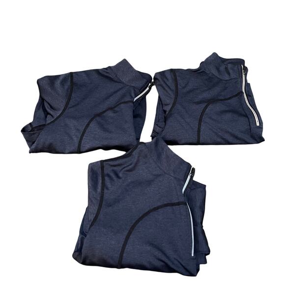 *3-Pack* Cadmus Women's Compression Quarter Zip Pullover Top Navy Blue Medium - Picture 3 of 8